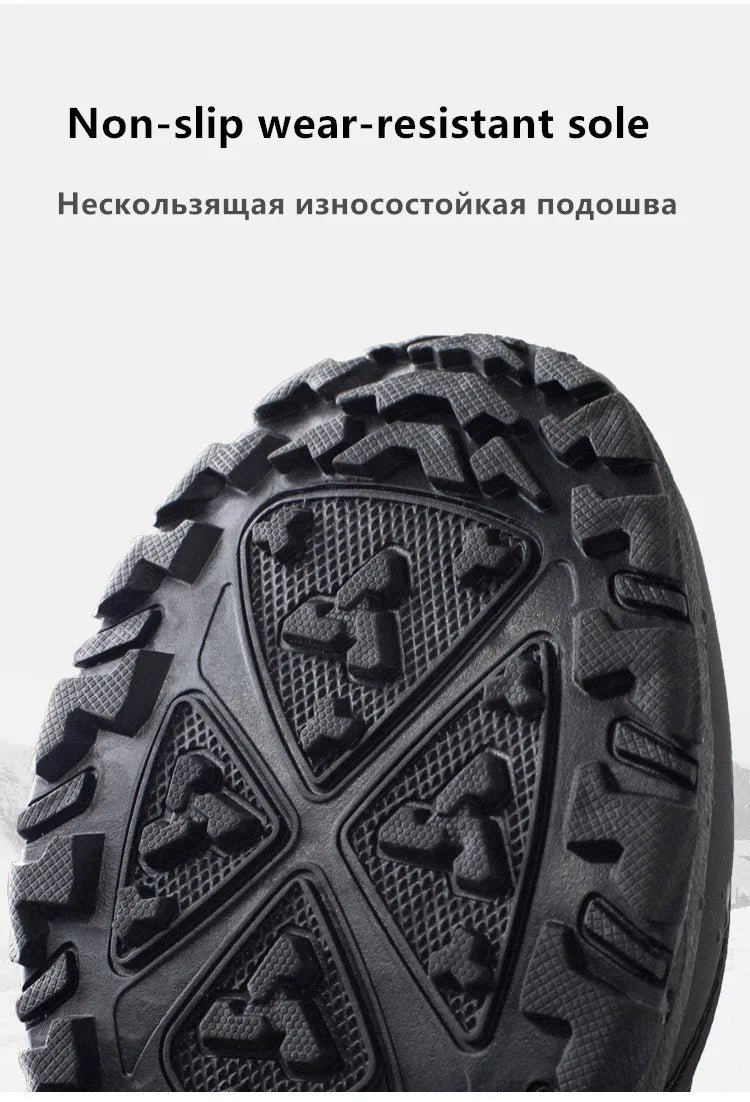 Large Winter Men’s Boots – Warm Plush Ankle High-Top Snow Boots, Sweat-Wicking Outdoor Sneakers