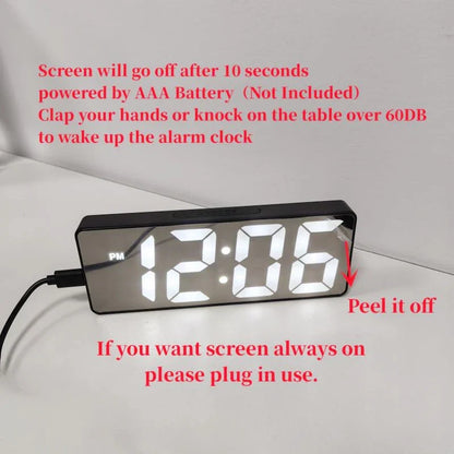 Voice Control Digital Alarm Clock, Temperature & Date Display, 2 Alarms, Snooze, Night Mode, 12/24H USB Plug-in LED Table Clock