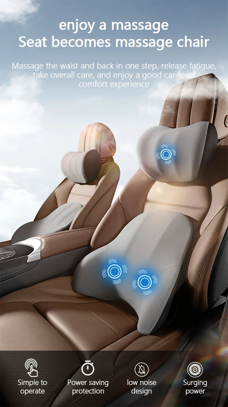 Car Electric Lumbar & Neck Massage Cushion | Single Headrest Vibration Pillow for Seat Support