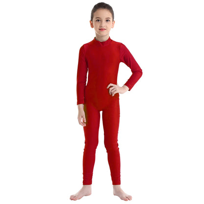 Kids Girls Full Body Gymnastics Bodysuit, Ballet Dance Jersey Leotard, Jumpsuit Sports Unitard, Children Dancewear and Sportswear
