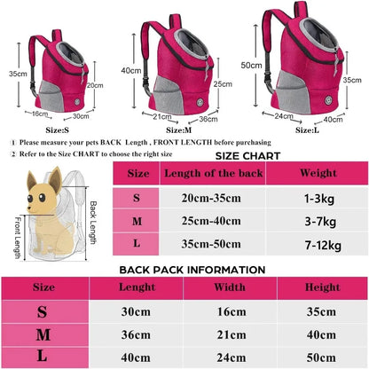 Pet Backpack Carrier - Breathable Adjustable Front Pack with Reflective Safety Strips for Dogs & Cats Outdoor Travel