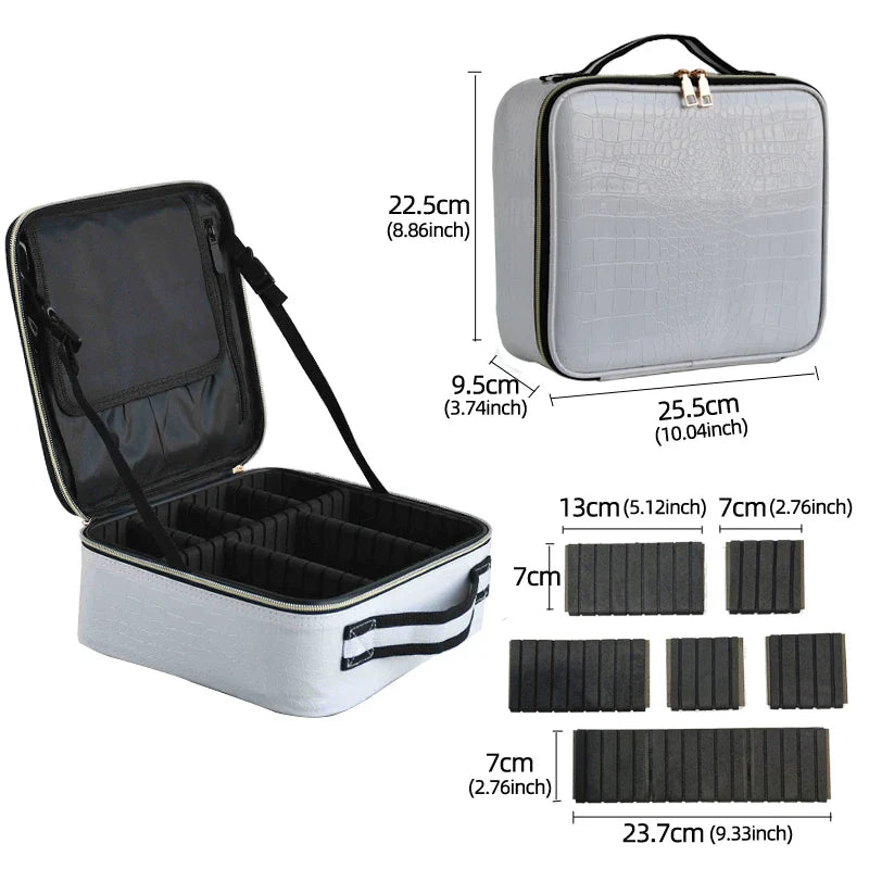 New PU Leather Cosmetic Bag for Women – Multi-Functional Portable Travel Makeup Storage Case