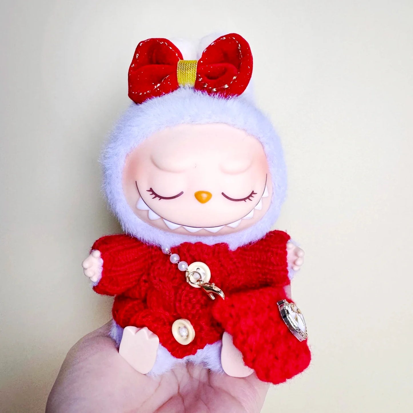 17cm Labubu Plush Doll Clothes – Macaron Outfit, Hair Accessories, DIY Clothing for V1 V2 Dolls & Kids Gift