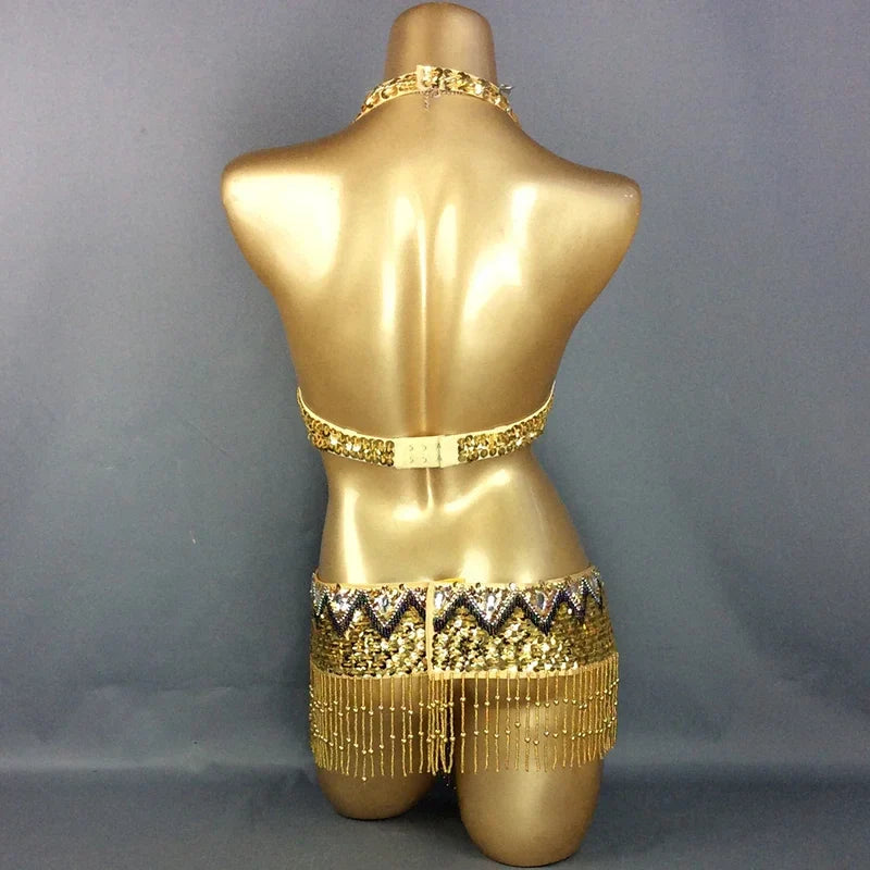 Sexy Belly Dance Costume Set for Women – 2-Piece Bra & Belt Outfit for Sizes 34D/DD,36D/DD,38/D/DDD,40B/C/D,42D/DD