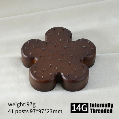 High-Quality Beech Wood Jewelry Display Stand — Push Pin Holder for 16G/14G Threadless Piercing & Body Jewelry