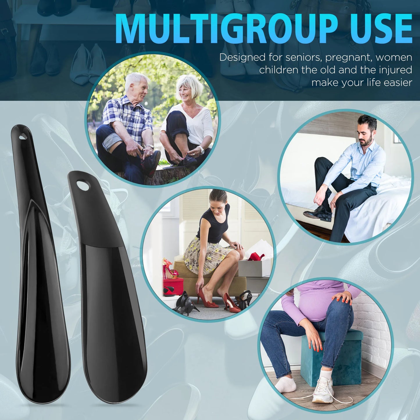 6.29″ & 7.87″ Lightweight Plastic Shoehorn – Travel Shoe Horn Helper for Men, Women & Kids Aid Accessories