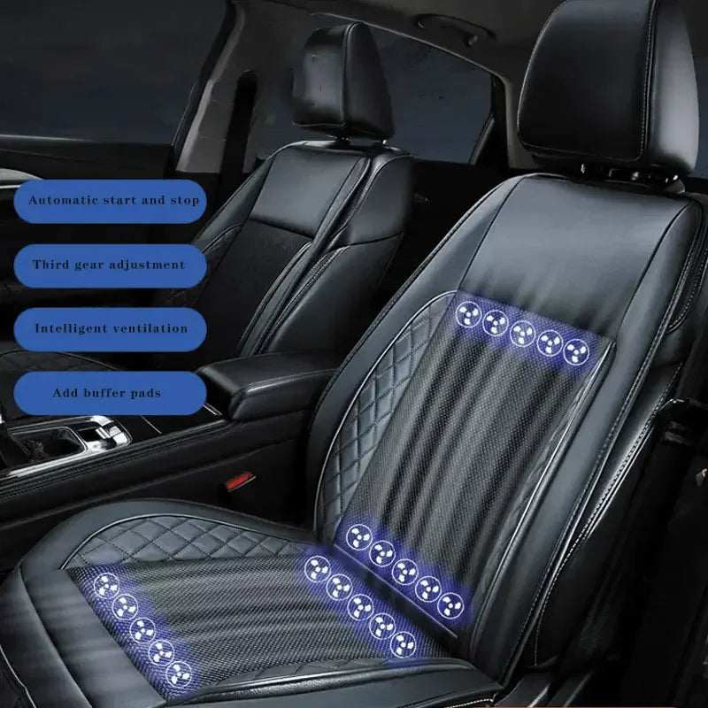12/24V Car & Home Ventilation Massage Seat Cushion — Breathable Cooling & Heated Massage Pad