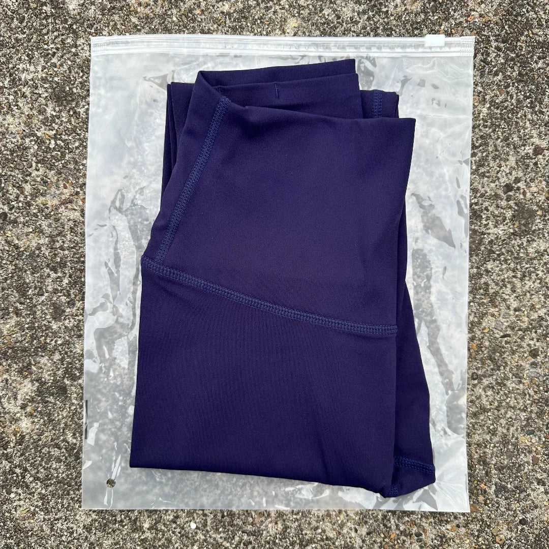 High Waist Women's Yoga Leggings - Solid Color Cropped Gym & Training Pants with Back Pocket