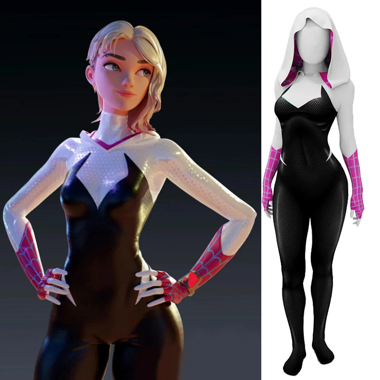 Spider-Man: Across the Spider-Verse Gwen Stacy Cosplay – Superhero Spandex Zentai Bodysuit for Halloween & Costume Parties