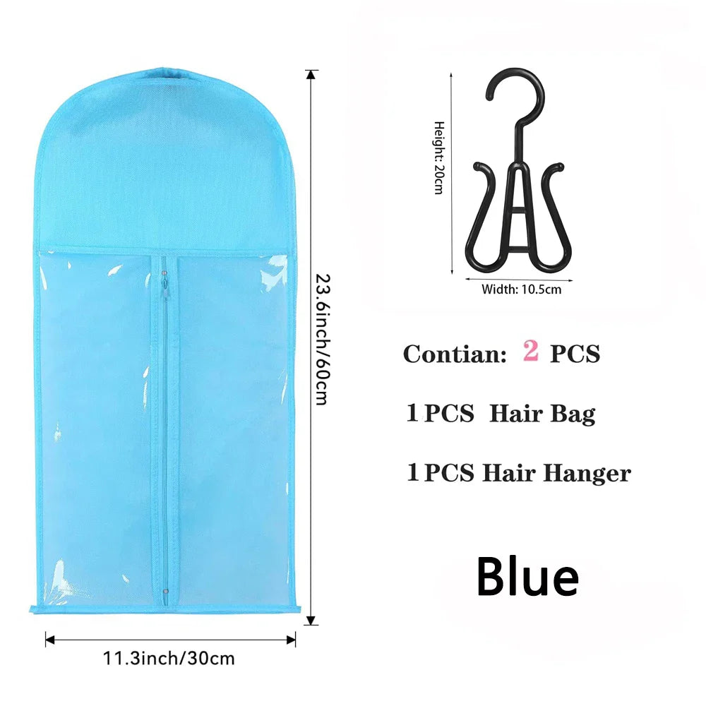 Extra Long Wig Storage Bag | Hair Extension Storage with Hanger for Wigs, Hairpieces & Extensions