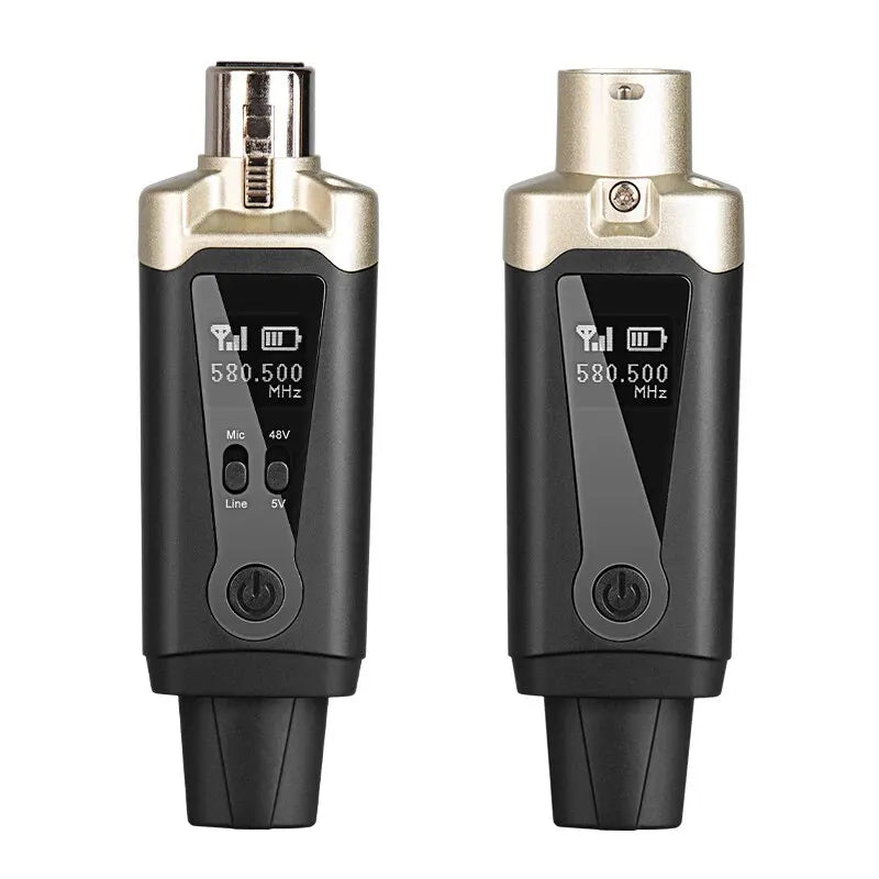 Wireless Microphone System with XLR Converter Adapter – UHF Automatic Transmitter for Condenser & Dynamic Mics