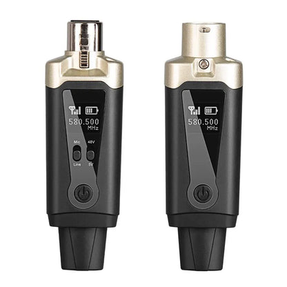 Wireless Microphone System with XLR Converter Adapter – UHF Automatic Transmitter for Condenser & Dynamic Mics