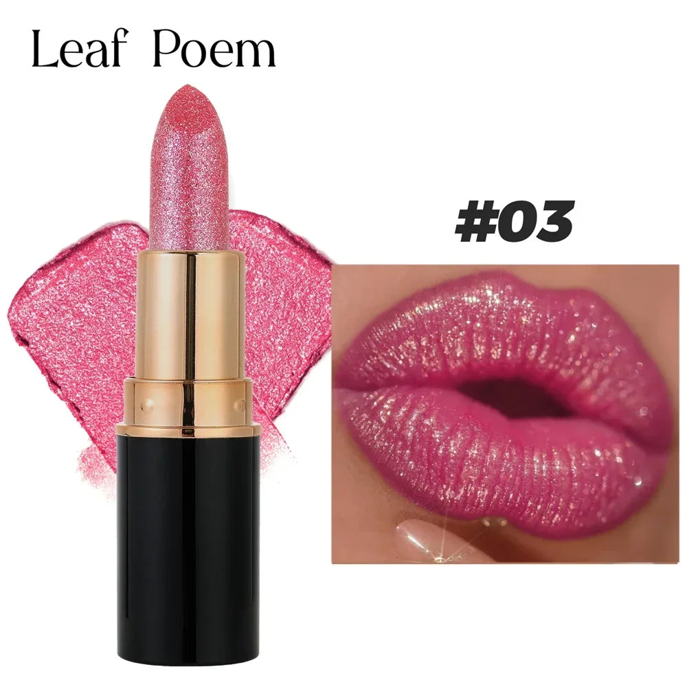 6 Colors Glitter Metallic Lipstick – Waterproof, Long-Lasting Diamond Pearlescent Lip Gloss for Moisturizing Sexy Lips