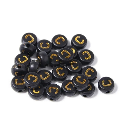 A-Z Alphabet Beads Set - 100-500pcs Black Gold Acrylic Letter Beads for DIY Jewelry Making Charm Bracelets Accessories