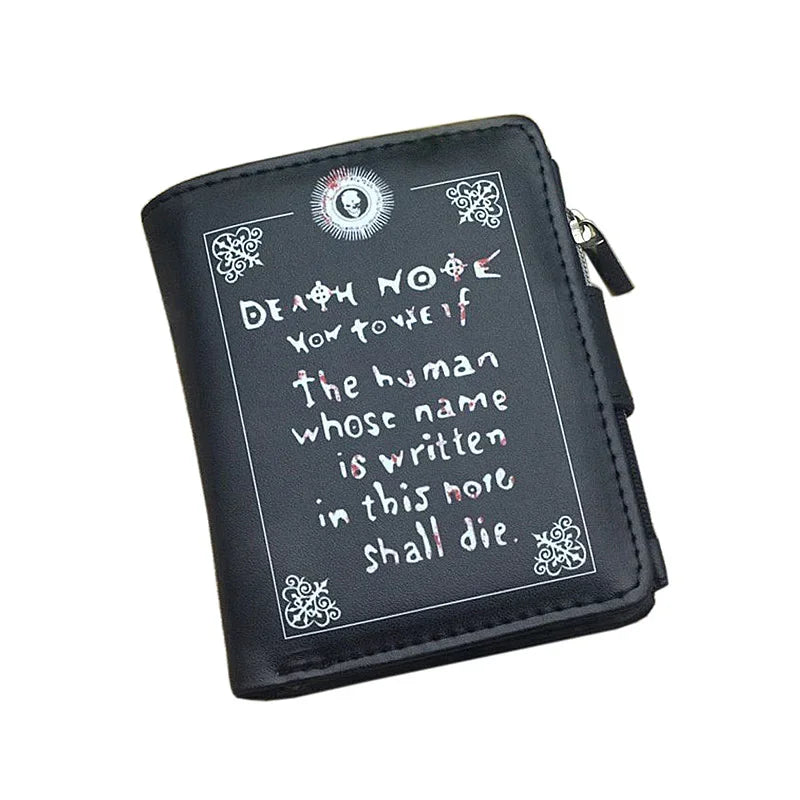Death Note Anime Wallet — Black PU Leather Short Card & Coin Purse for Boys & Girls Gift