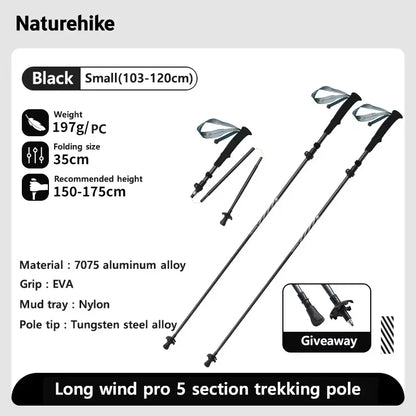 Naturehike Lightweight Trekking Poles – Carbon Fiber & Aluminum Alloy Folding Walking Sticks for Hiking & Climbing