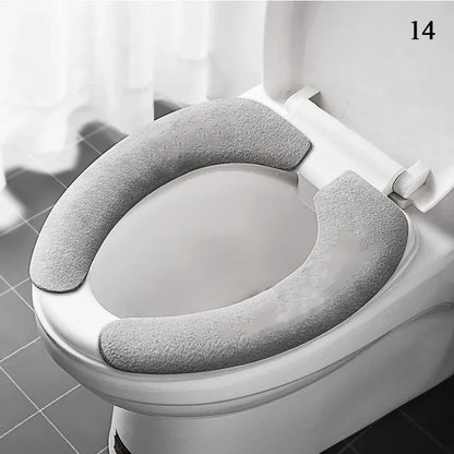 2-Pack Reusable Flannel Toilet Seat Cover Pads – Washable Warm Bathroom Seat Cushion Set