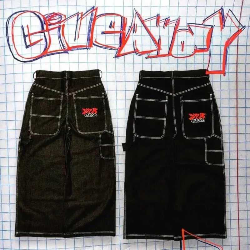 Y2K Baggy Jeans for Men & Women – 2000s Vintage Embroidered High-Quality Hip Hop Wide Leg Streetwear