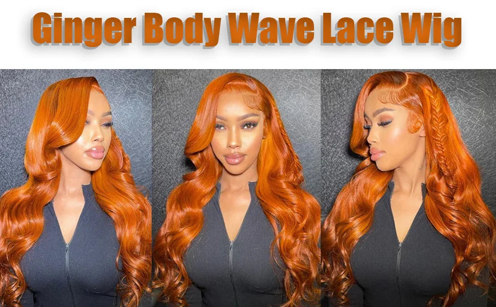 30-40 Inches Ginger Orange Water Wave 13x4 HD Lace Frontal Wig – Glueless Body Wave Human Hair, 13x6 Lace Front Wig