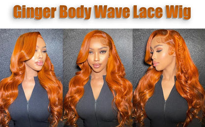30-40 Inches Ginger Orange Water Wave 13x4 HD Lace Frontal Wig – Glueless Body Wave Human Hair, 13x6 Lace Front Wig
