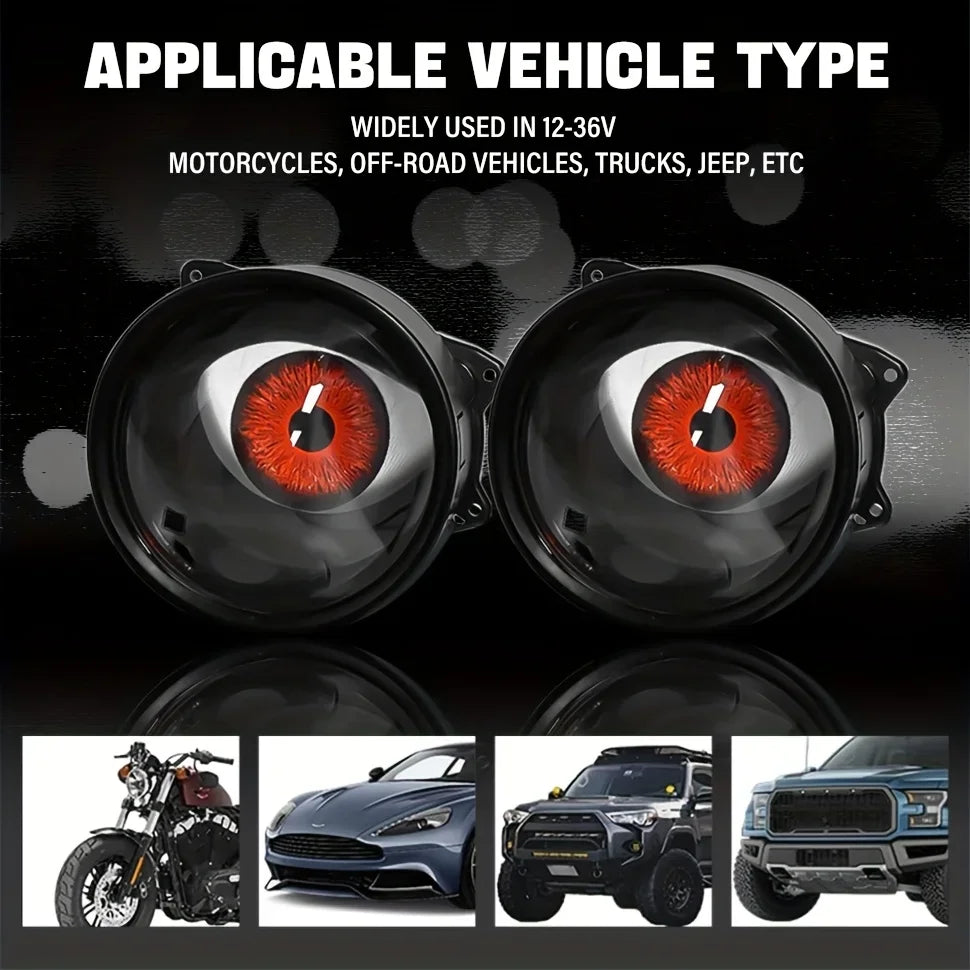 Dynamic Big Eye LED Fog Lights - 6-Mode Adjustable Color Car Lights for Universal Vehicle Models