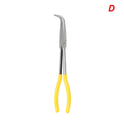 DIY Extra Long Nose Pliers – Straight & Bent Tip Mechanic Hand Tool for Car Maintenance, Spanner & Clip Removal Kit