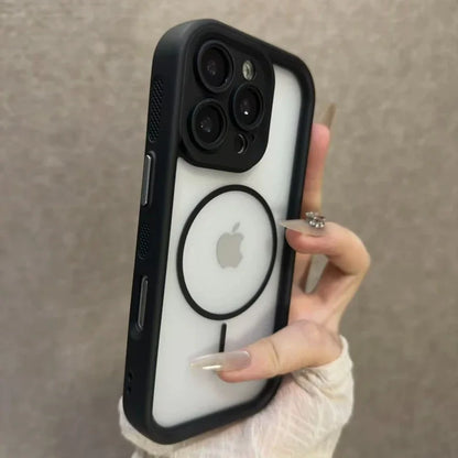 Luxury Matte MagSafe Transparent Case — Shockproof Magnetic Bumper Cover for iPhone 11–17 Pro/Max/Plus/Air