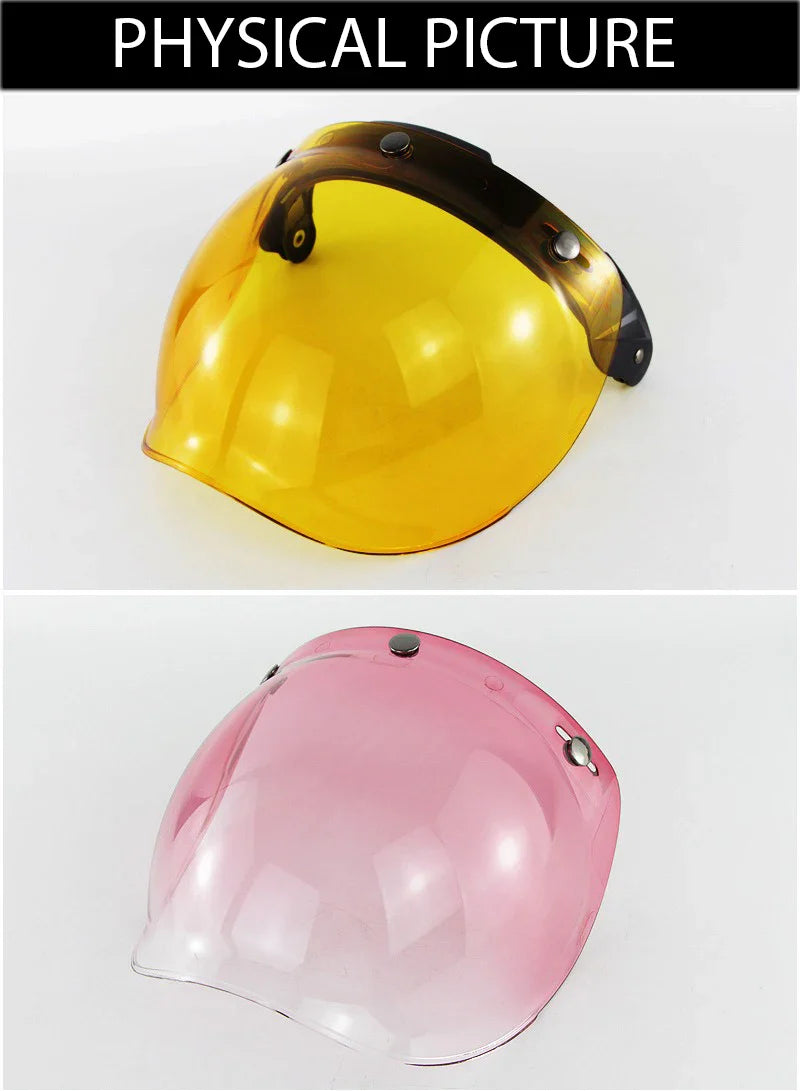 Motorcycle Helmet Bubble Visor – Anti-Fog UV Protection HD Lens for Retro Open Face Helmets