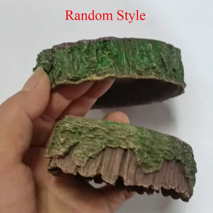 Tree Stump Reptile Food & Water Bowl - Resin Terrarium Decor for Lizards & Snakes