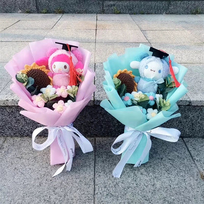 Sanrio Plush Sunflower Bouquet — Hello Kitty, Kuromi, My Melody & Cinnamoroll Gift