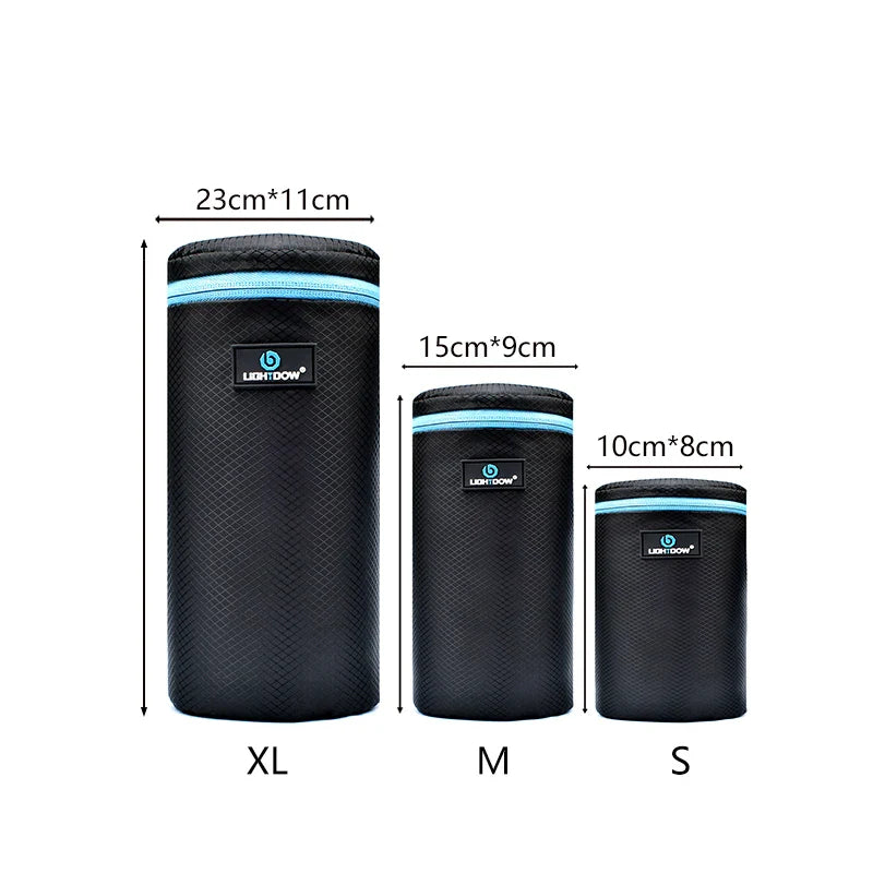 Lightdow 4-Size DSLR Lens Bag Set — Soft Protective Pouches S/M/L/XL for Camera Lenses