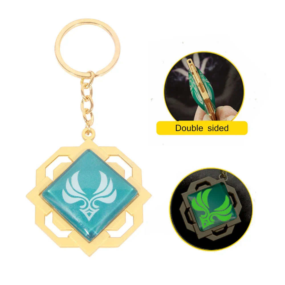 Genshin Impact Venti Eye Keychain 1:1 – Luminous Anime Cosplay Key Ring Backpack Pendant Gaming Accessories Gift