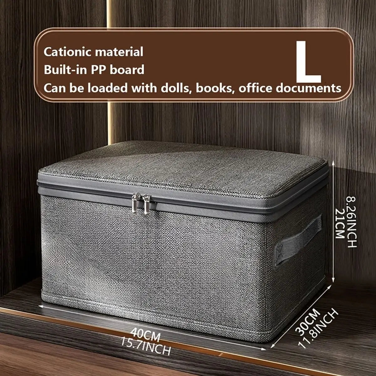 Foldable Linen-Look Storage Box - Large Zipper Wardrobe Organizer Bin for Clothes, Sweaters & Household Items