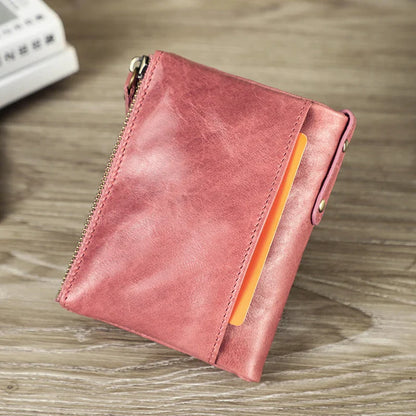 CONTACT'S Genuine Leather Short Wallet for Women — Luxury Designer Card & Coin Holder, Mini Money Clip Wallet with Free Shipping