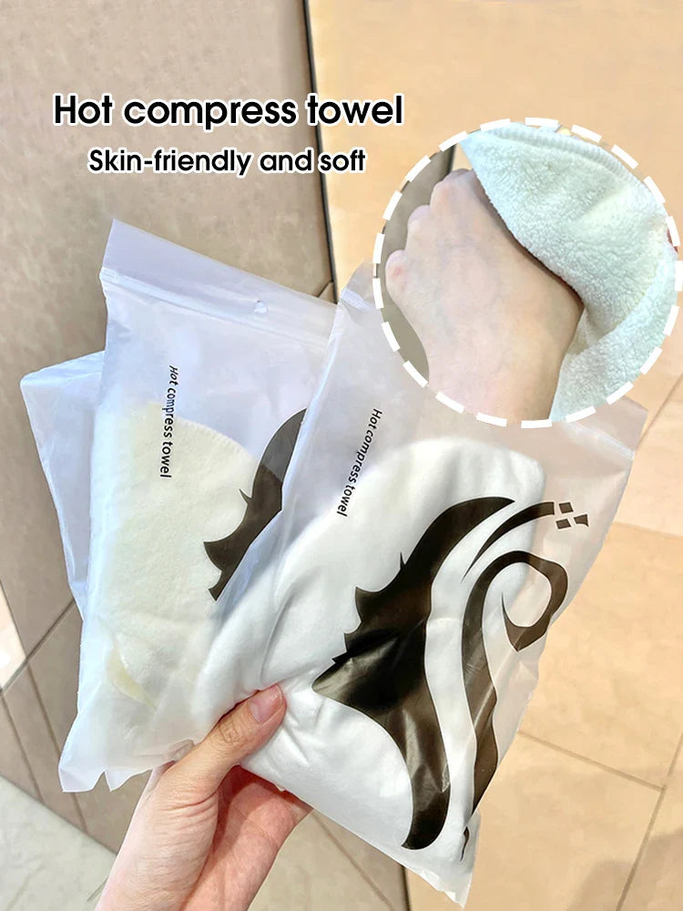 Skin-Friendly Hot Compress Face Towel with Hanging Ear - Steam Heating and Cold Wet Compress Irrigation Towel