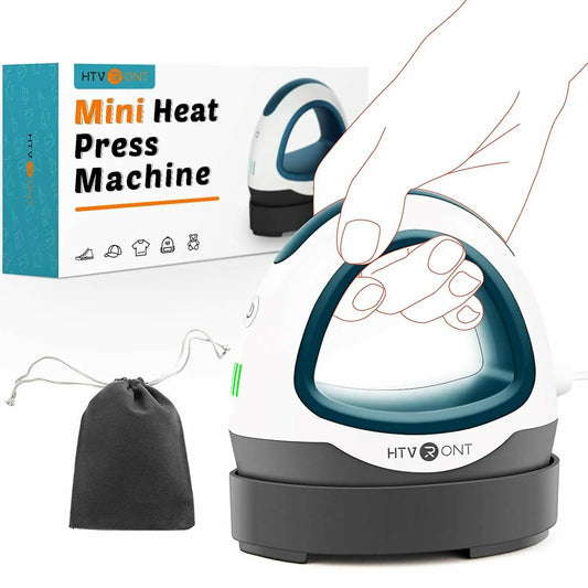 HTVRONT Mini Heat Press Machine — Portable Easy Press for HTV Vinyl, Cricut DIY Printing on T-Shirts, Clothes, Bags, Hats, and Pads
