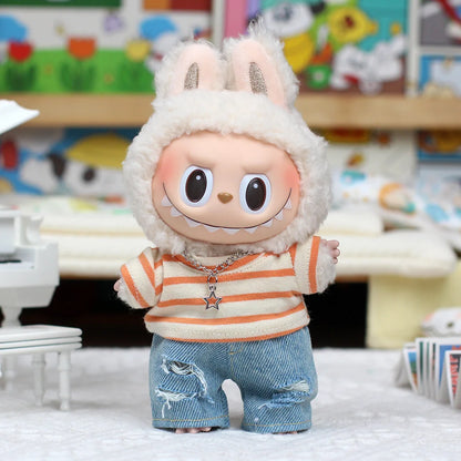 15-17cm Labubu & 10cm Cotton Doll Clothes – Summer 2-Piece Outfit with Shoes, V1-V3 Compatible