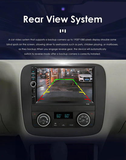 7-Inch HD Touchscreen Car Stereo - 1DIN Multimedia Player with CarPlay, Android Auto & FM Radio