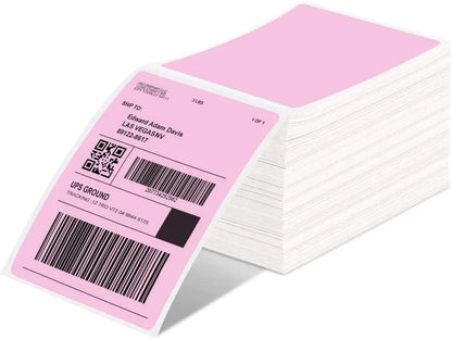 Phomemo 4x6 Thermal Shipping Labels – 500PCS Purple Fanfold Direct Thermal Labels, BPA-Free for Mailing Printer