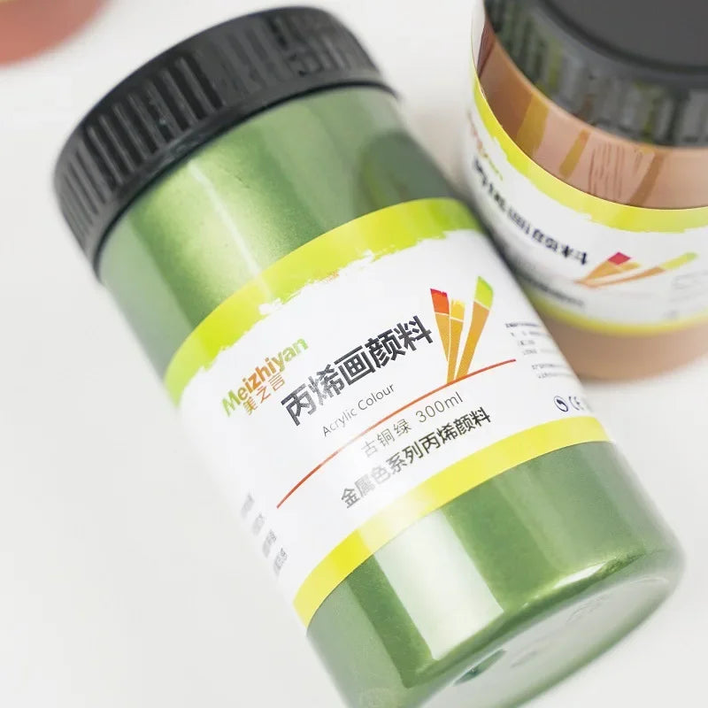 60/100ml Golden Acrylic Paint – Metal Pearlescent Waterproof Non-Fading Gypsum Glue for DIY Hand Painting