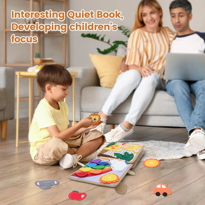 Toddler Montessori Busy Board – Giraffe Felt Quiet Book, Educational Travel Toy for Kids