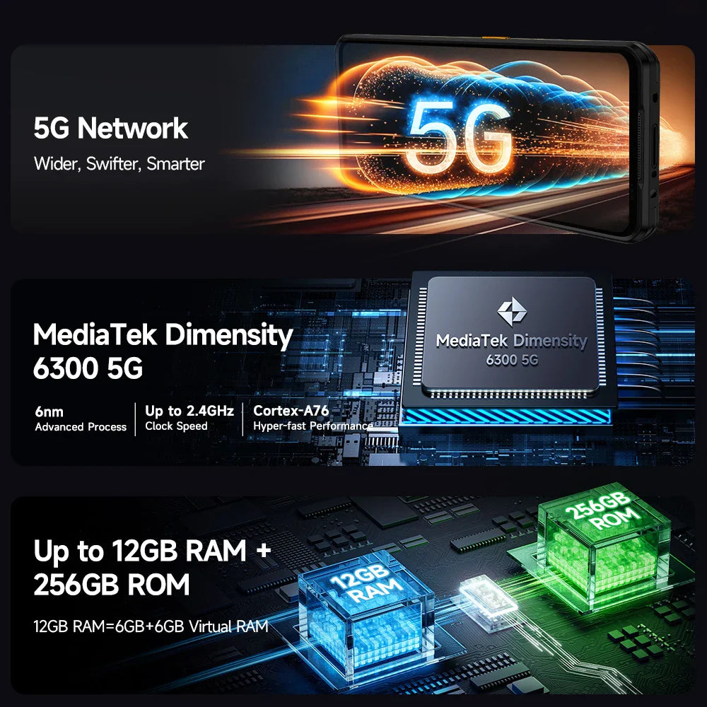 Ulefone Armor 25T Pro 5G Rugged Phone - Thermal Imaging, Android 14, 33W Fast Charging, 50MP+64MP, NFC, Waterproof Smartphone