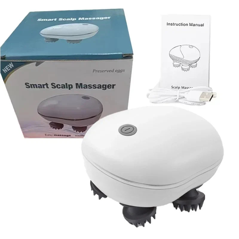 Electric Scalp Massager with Red Light Therapy – Antistress Body Massage Tool for Muscle Tension & Tiredness Relief