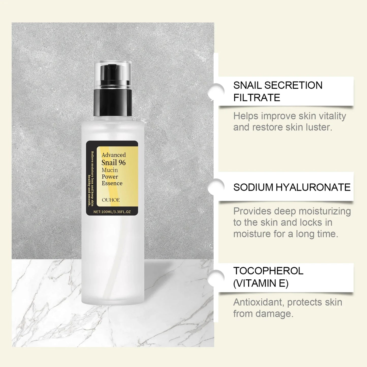 Ouhoe Snail Collagen Face Cream — Moisturizing, Lifting & Firming Korean Skincare