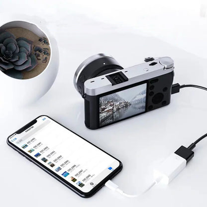 Lightning to USB OTG Converter Adapter – For iPhone, Supports Mouse, Keyboard, U Disk, Camera & Card Reader Data Transfer