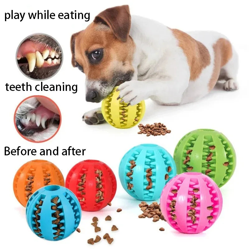 Natural Rubber Dog Chew Toy Ball – Extra Tough 5cm Interactive Tooth Cleaning Pet Treat & Training Toy