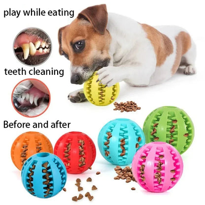 Natural Rubber Dog Chew Toy Ball – Extra Tough 5cm Interactive Tooth Cleaning Pet Treat & Training Toy