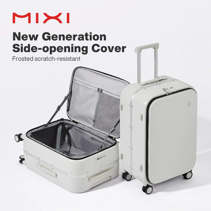 Mixi PC Aluminum Frame Suitcase — Front-Opening Rolling Travel Luggage, 20", 24" & 26" Carry-On M9291