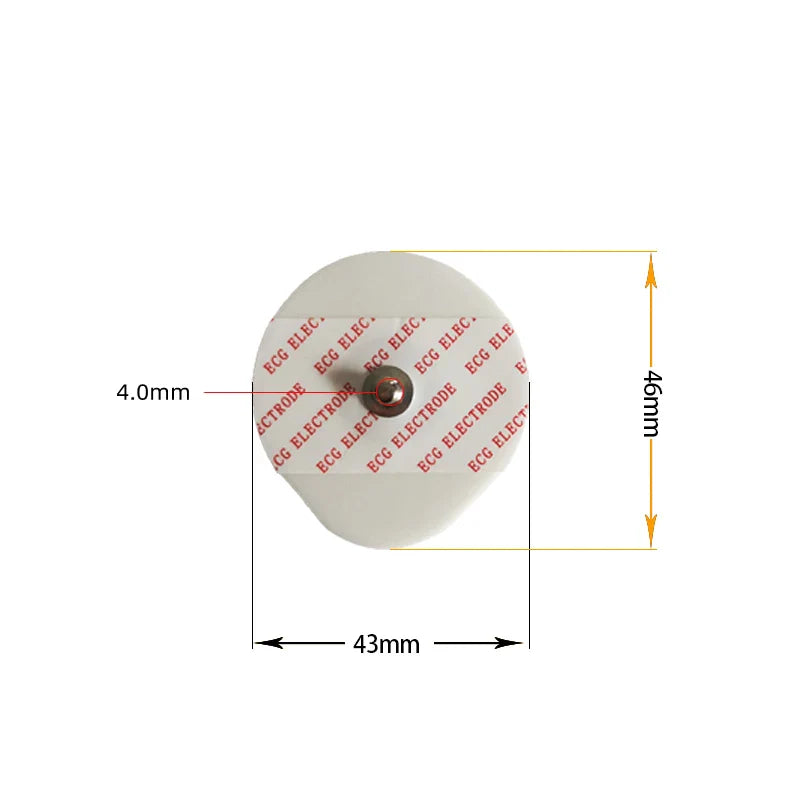 50-Pack Disposable ECG Electrodes — 43×46mm Non-Woven Medical Electrode Pads for EKG Accessories