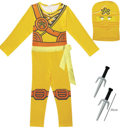Kids Ninja Cosplay Costume Jumpsuit Set – Halloween & Christmas Party Outfit, Street Ninja Anime Samurai Suit
